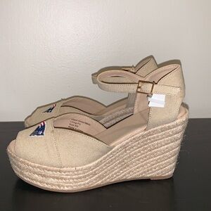 New England Patriots Wedge Sandals.  Size 9.  NWOT